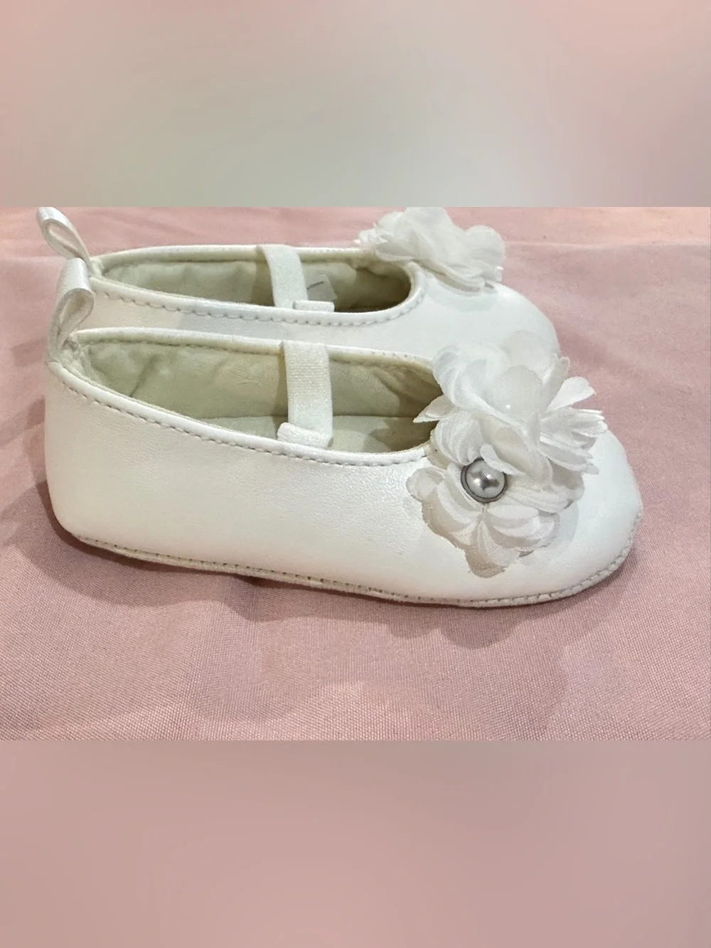 Carter's Cream Baby Mary Jane Shoes with Fabric Flower 0-3 months